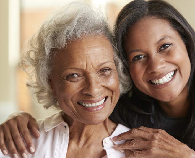 senior-happy Caregiver providing affordable senior care at home in kings california